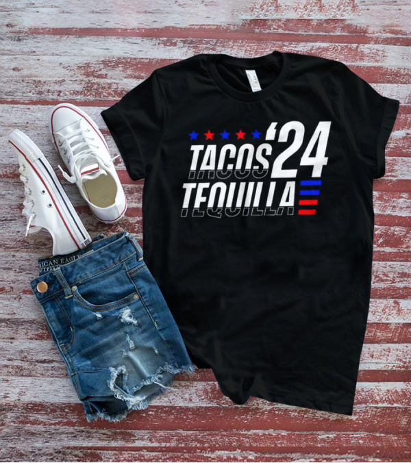 Tacos Tequila 24 Stars Red Blue T-Shirt