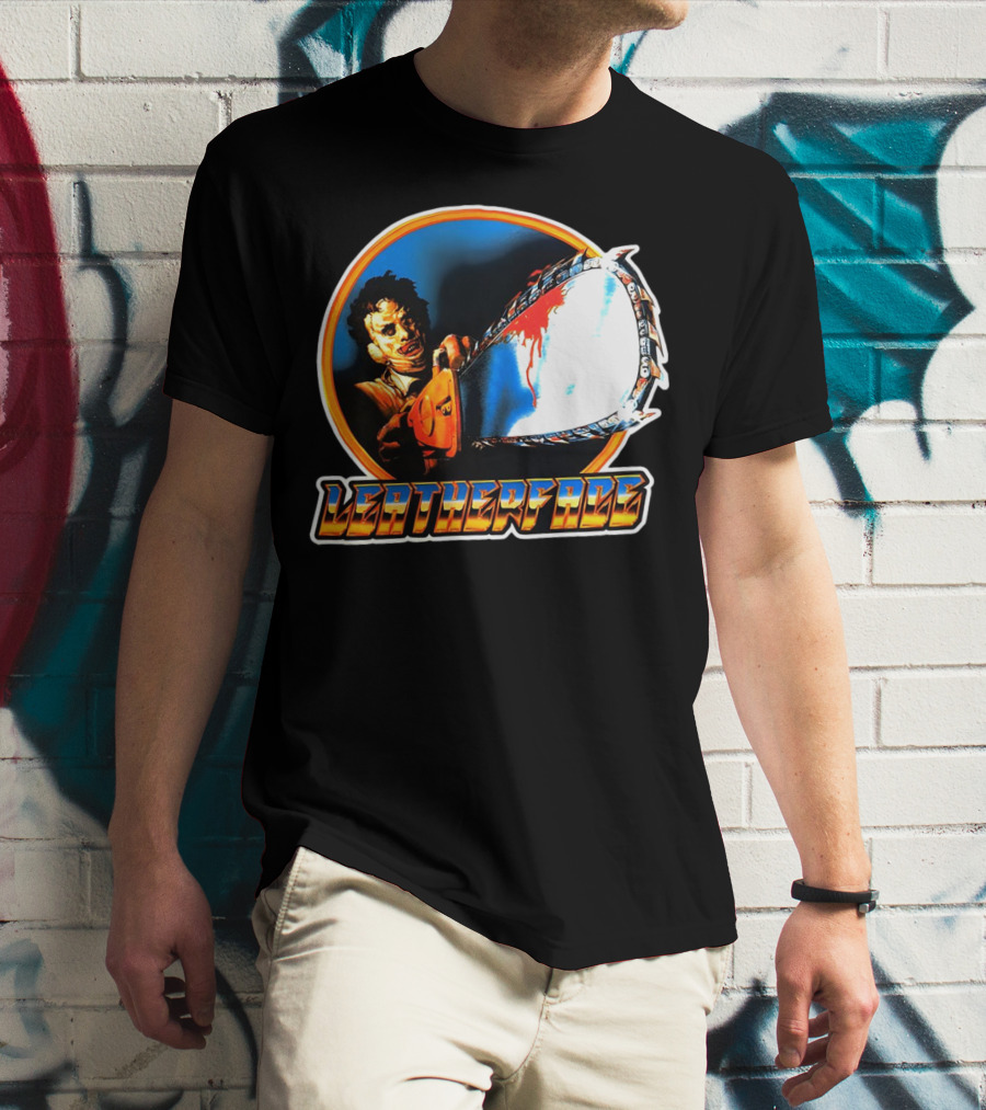 Texas Chainsaw Massacre Leatherface Vintage Horror Chrome Chainsaw T-Shirt