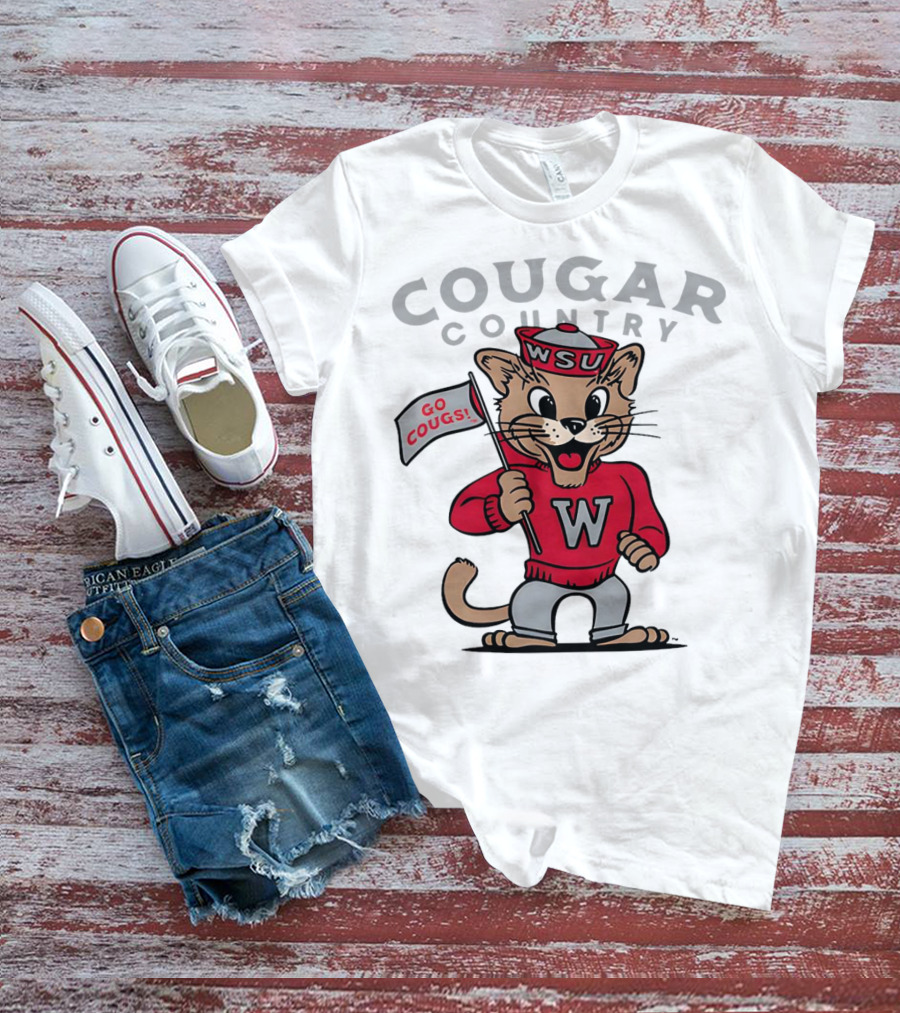 WSU Cougar Football Cougar Country Go Cougs Mascot T-Shirt