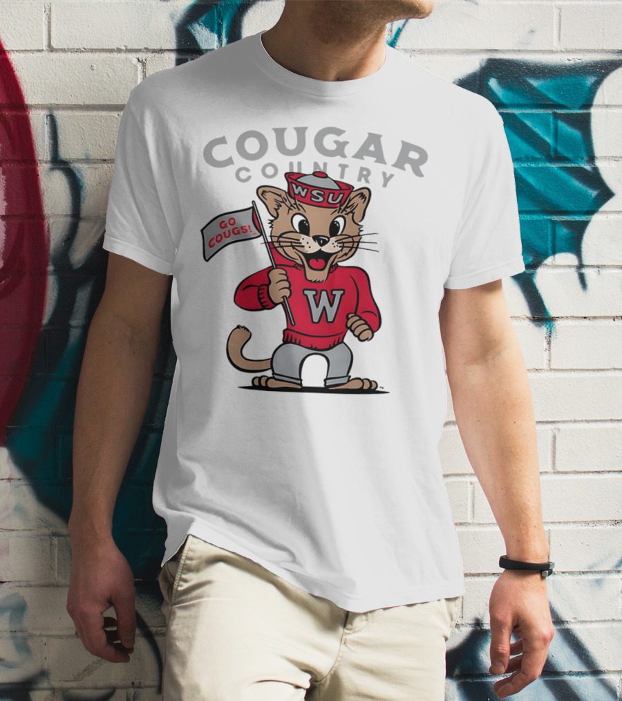 WSU Cougar Football Cougar Country Go Cougs Mascot T-Shirt