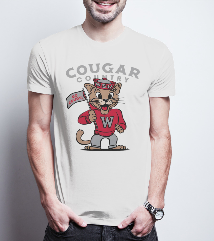 WSU Cougar Football Cougar Country Go Cougs Mascot T-Shirt