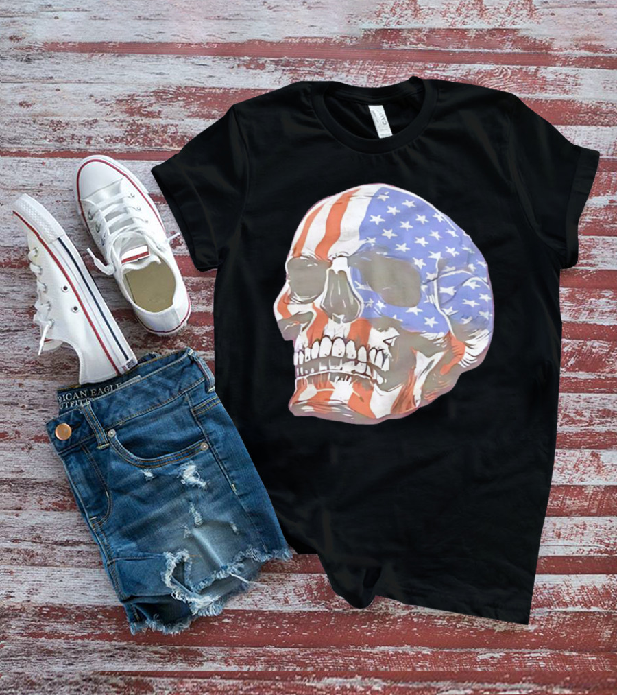 Skull With American Flag T-Shirt