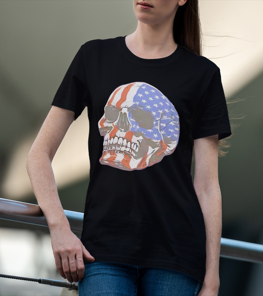 Skull With American Flag T-Shirt