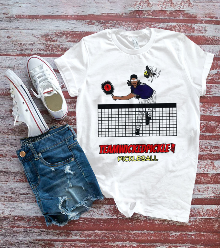 TEAMWICKEDPICKLE.COM Pickleball Player Action Scene T-Shirt