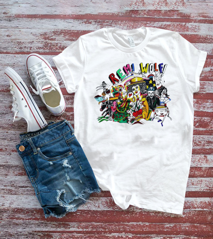 Big Ideas Remi Wolf Colorful Doodle Animation T-Shirt