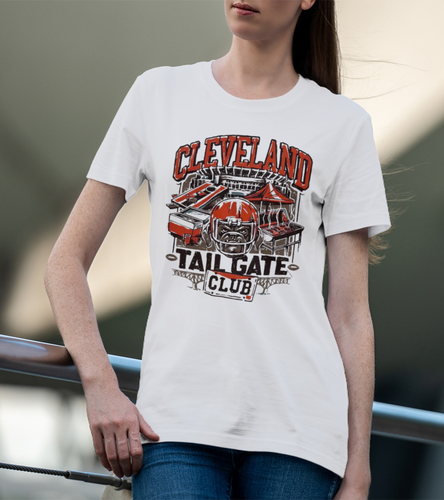 Cleveland Browns Tailgate Club Stadium Cornhole Helmet Grill T-Shirt