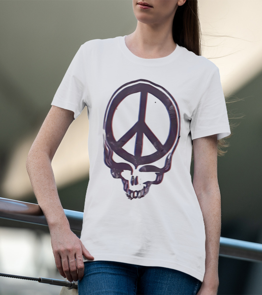 Peace Symbol Within Grateful Dead Skull T-Shirt