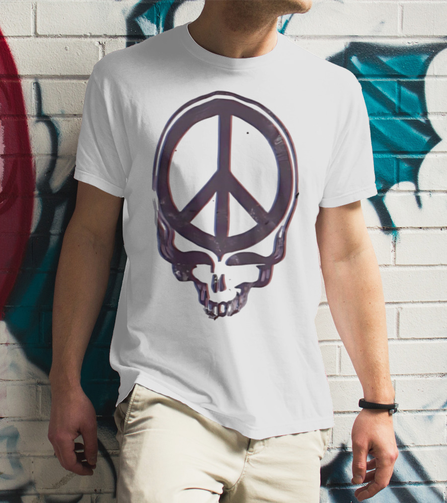 Peace Symbol Within Grateful Dead Skull T-Shirt