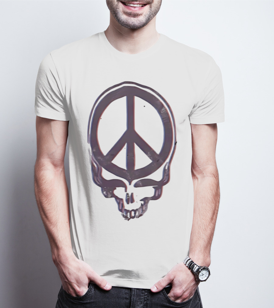 Peace Symbol Within Grateful Dead Skull T-Shirt