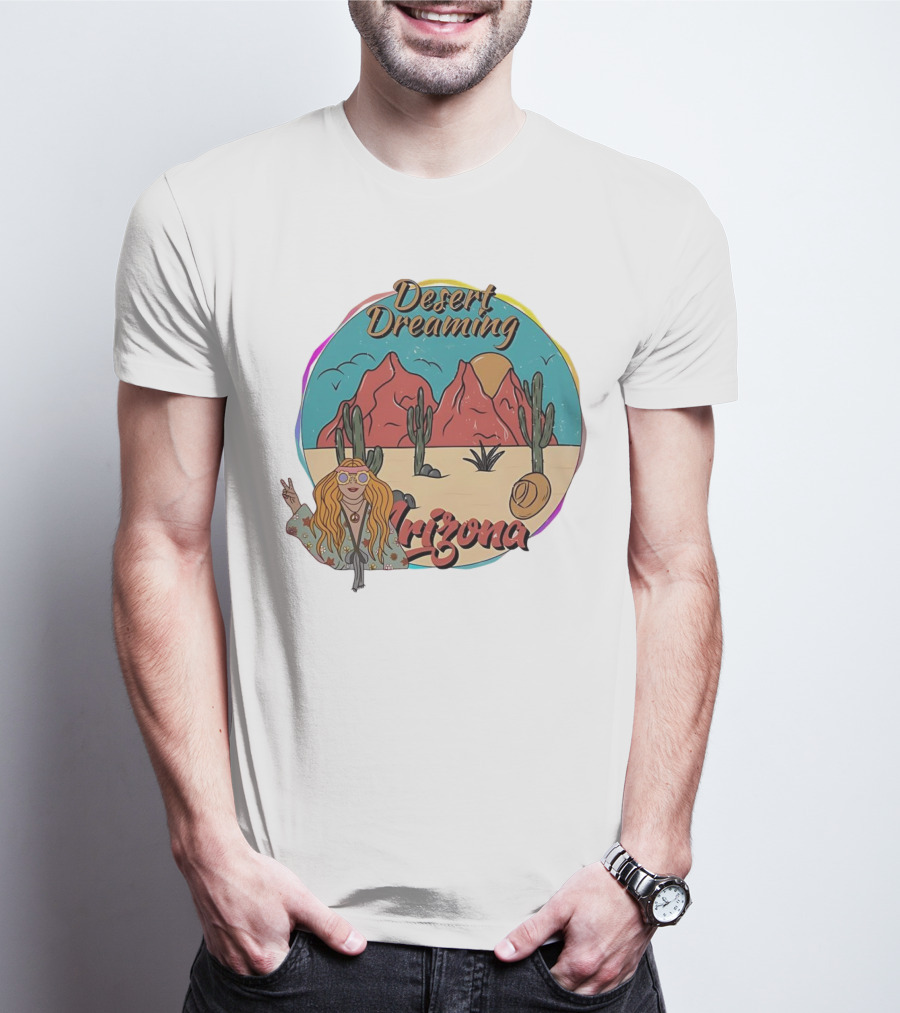 Desert Dreaming Arizona Vintage Cactus Sunset T-Shirt