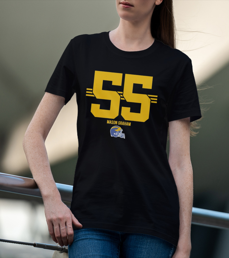 Michigan Wolverines Football Mason Graham 55 Helmet T-Shirt