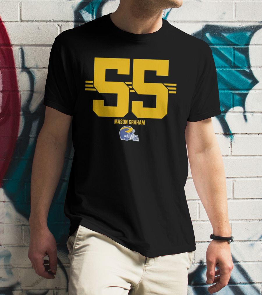 Michigan Wolverines Football Mason Graham 55 Helmet T-Shirt