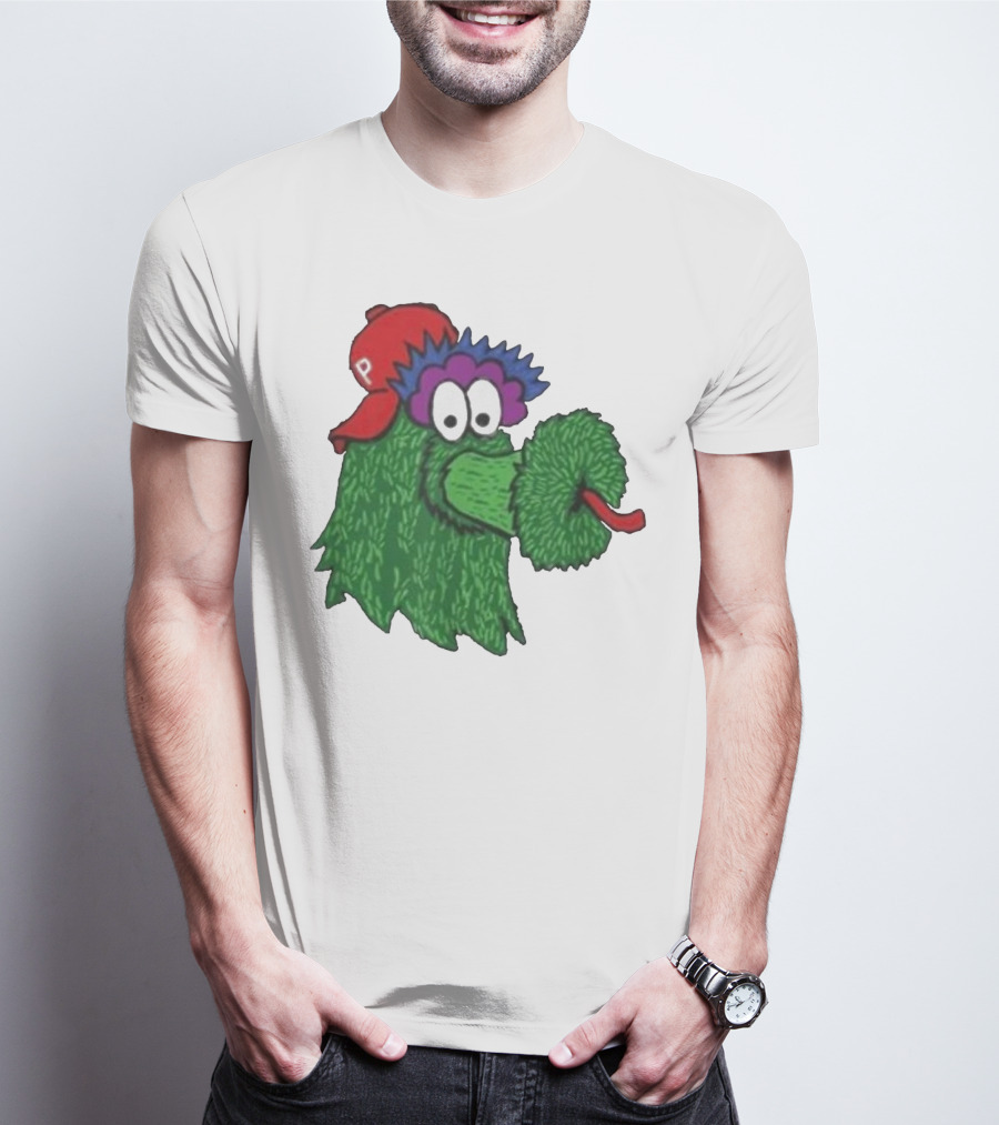 Phillie Phanatic Mascot Philadelphia Phillies Green Creature Red Cap T-Shirt