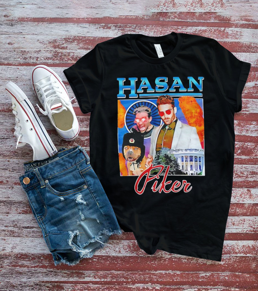 HASAN Piker Sunglasses Red Laser Eyes White House Dog T-Shirt