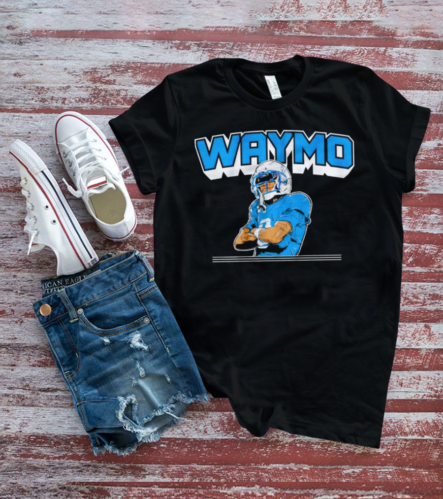 Waymo Football Player With Blue Jersey And Helmet T-Shirt