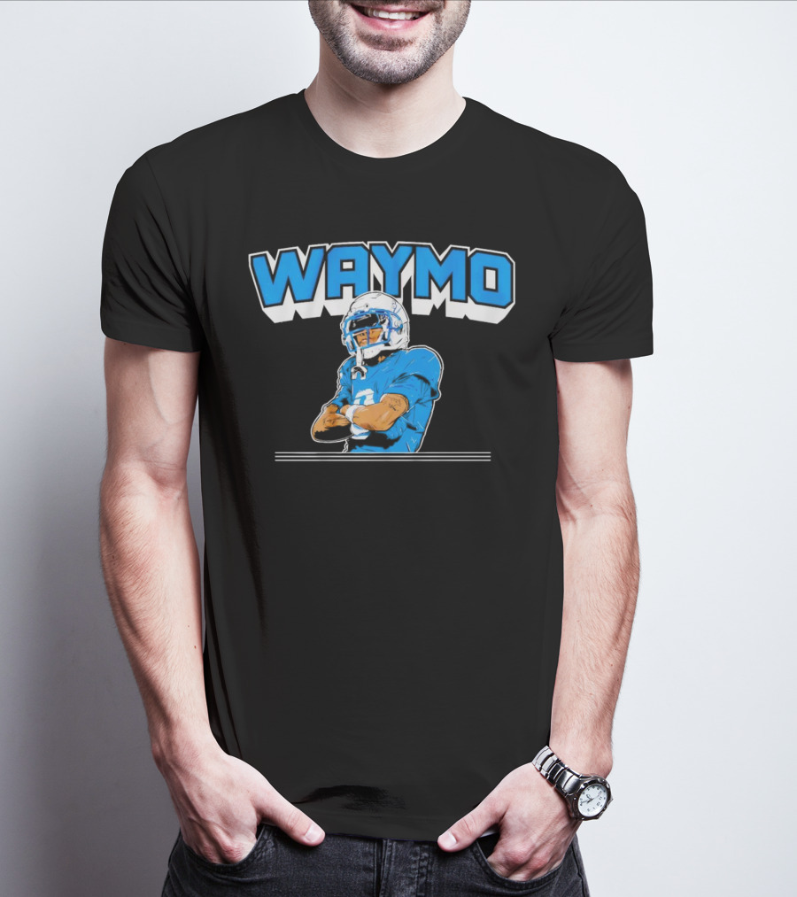Waymo Football Player With Blue Jersey And Helmet T-Shirt