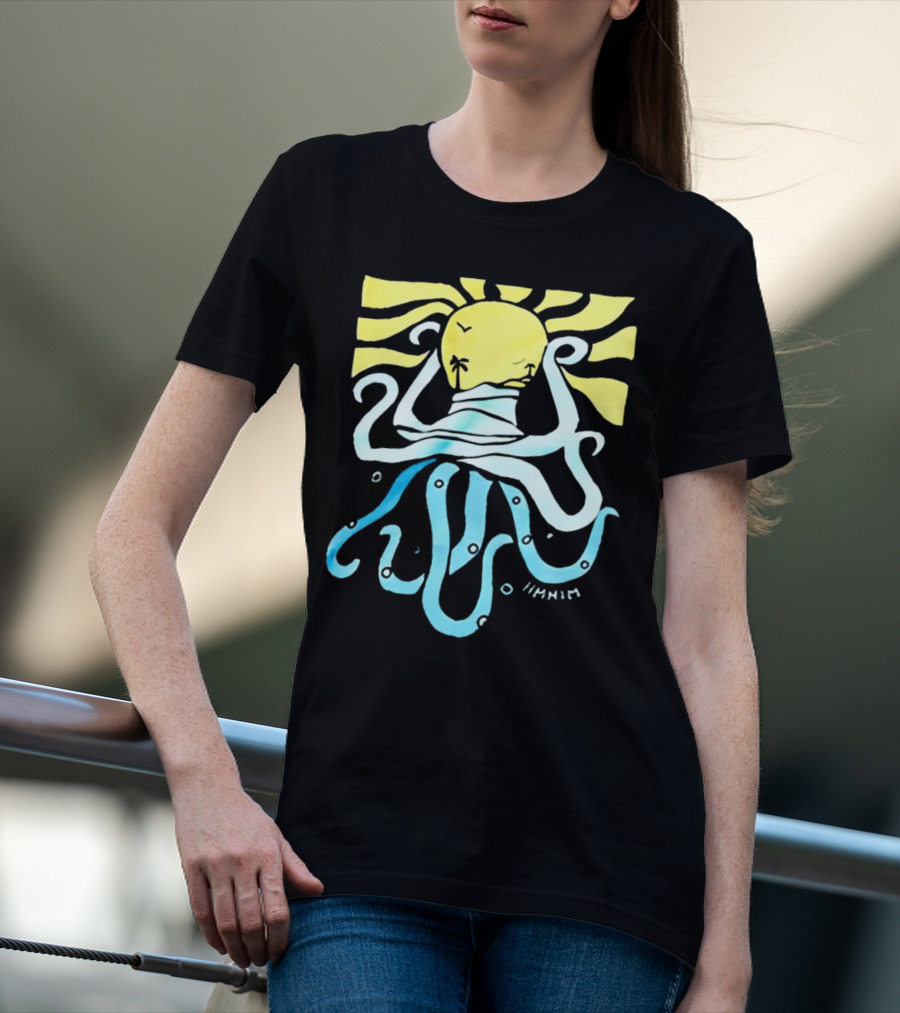 Mark Hoppus Octopus Sun Wave Palm Ocean Scene T-Shirt
