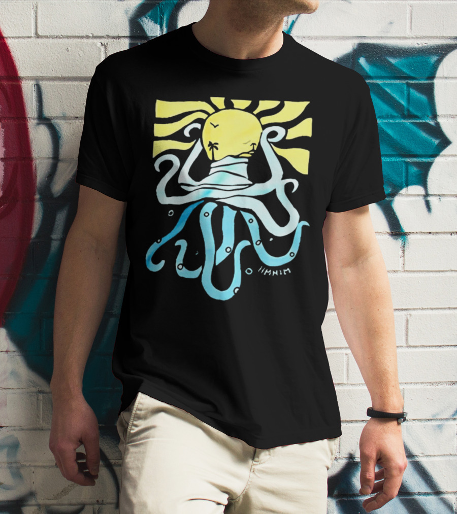 Mark Hoppus Octopus Sun Wave Palm Ocean Scene T-Shirt