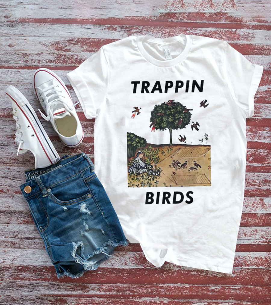 Trappin Birds Retro Medieval Hunting Scene T-Shirt
