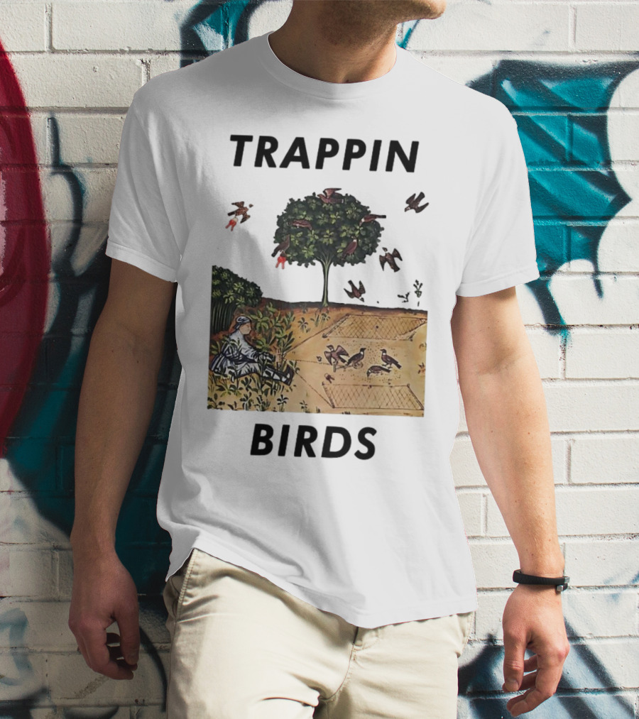 Trappin Birds Retro Medieval Hunting Scene T-Shirt
