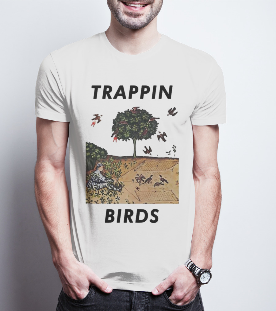 Trappin Birds Retro Medieval Hunting Scene T-Shirt