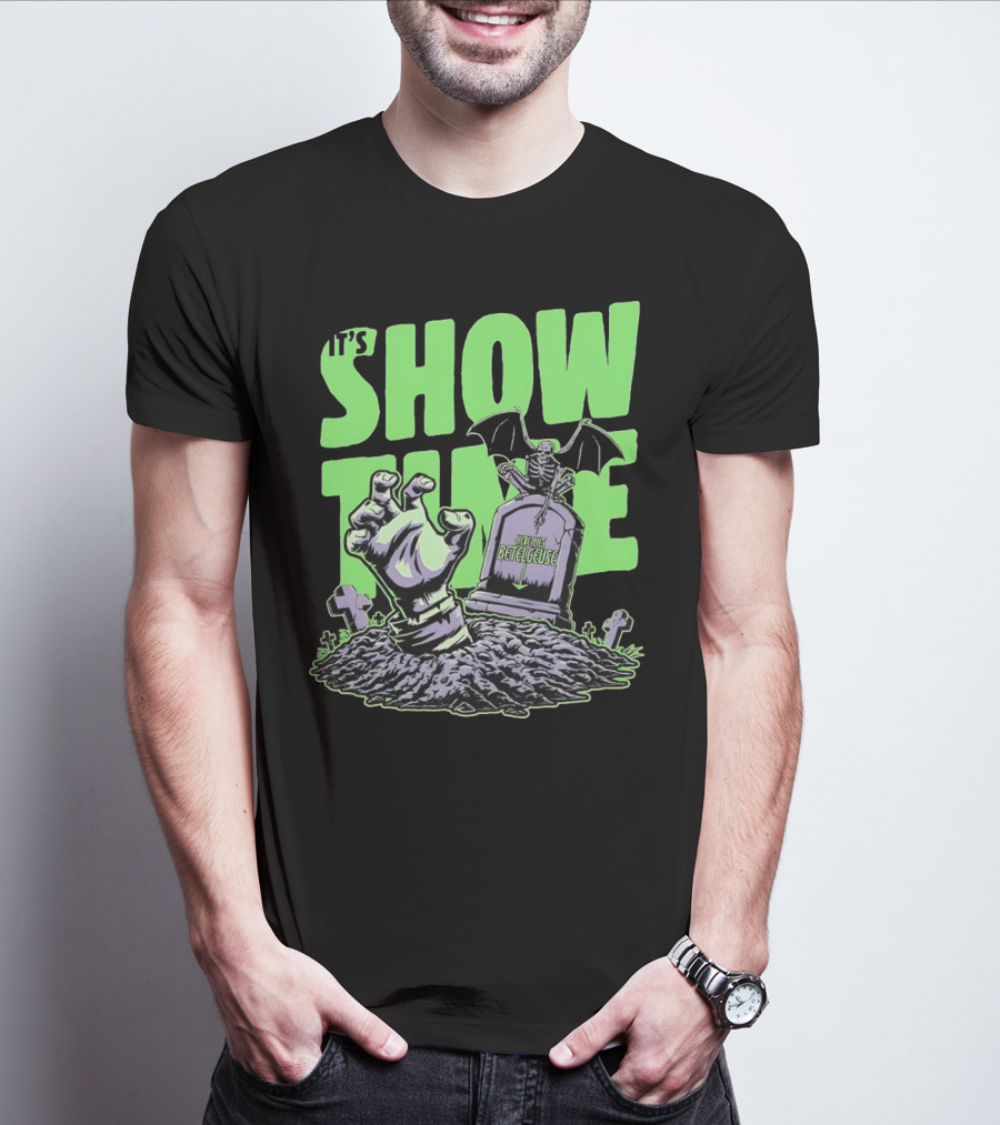 It's Showtime Here Lies Betelgeuse With Skeleton And Tombstone T-Shirt