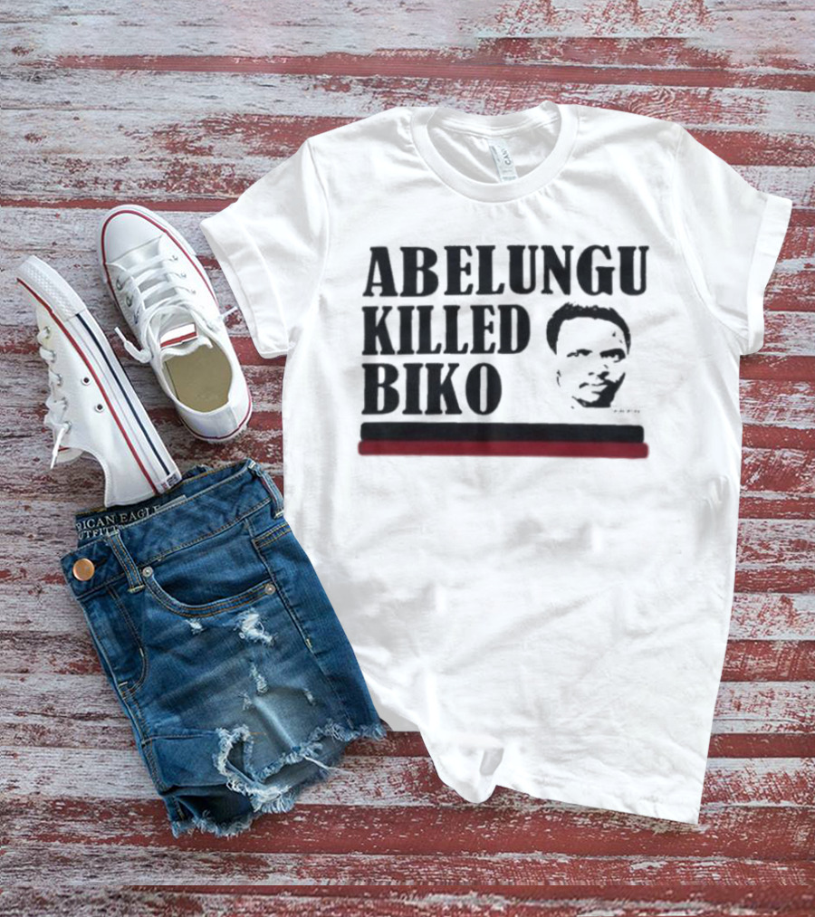 Abelungu Killed Biko Face Red Black Stripe T-Shirt