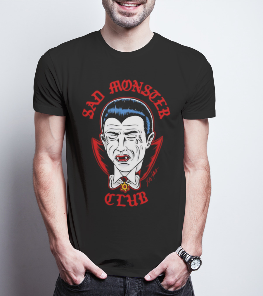 Sad Monster Club Dracula Face Fang Cape Tears T-Shirt