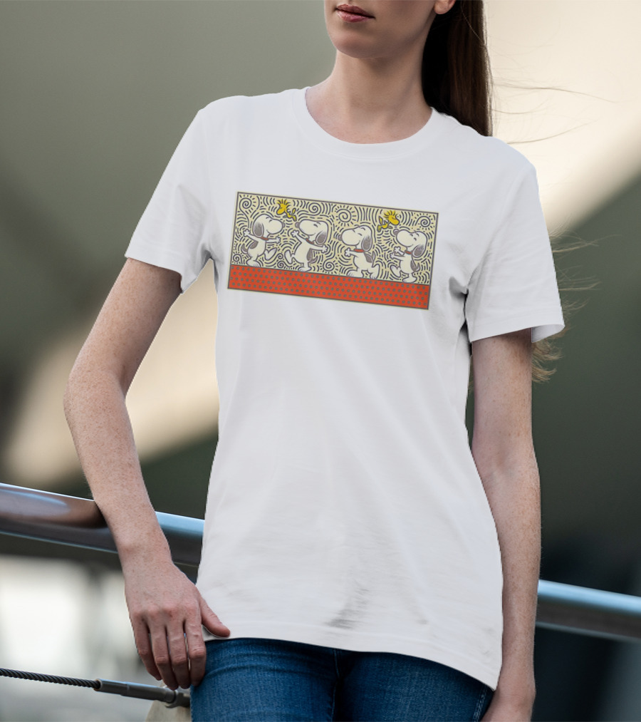 Snoopy And Woodstock Doodle Friends Iconic Comic Panel T-Shirt
