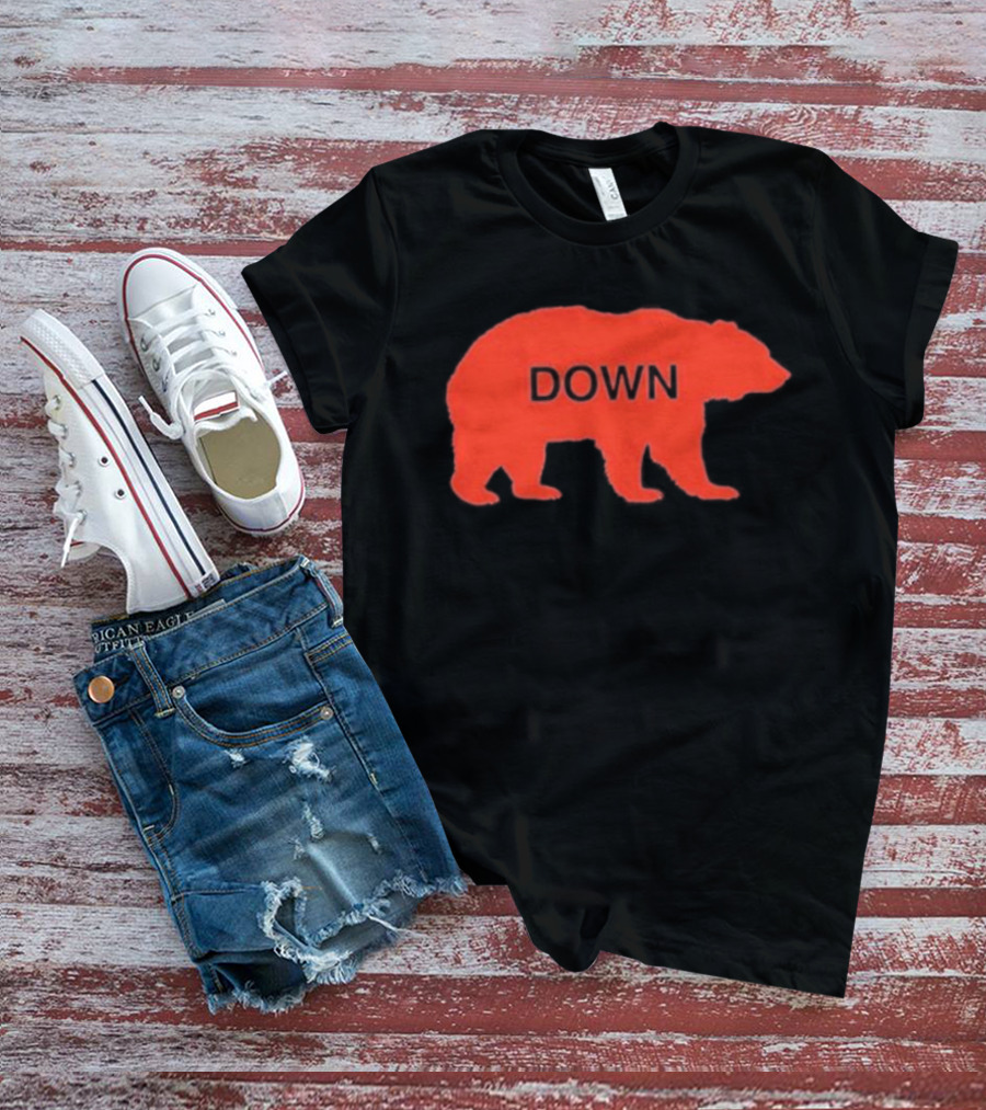 Walking Bear Down Red Bear Silhouette With Text DOWN T-Shirt