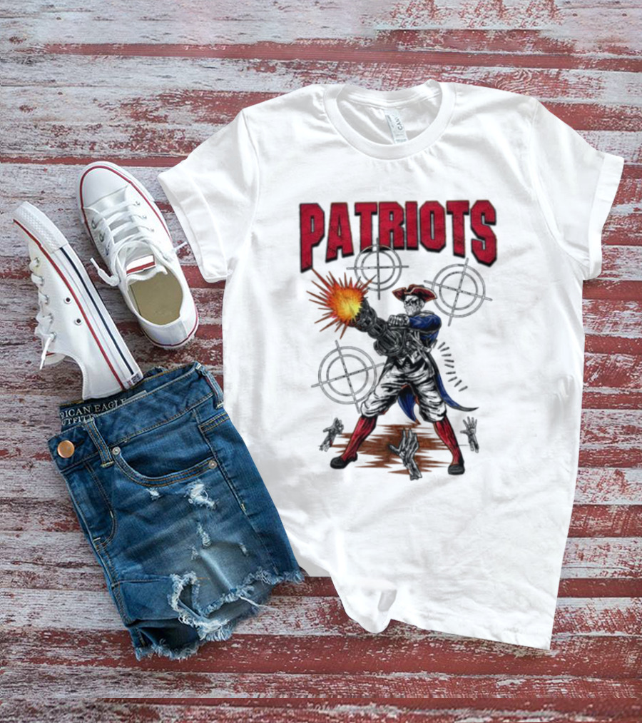Patriots Skeleton Shooting With Rifle And Targets T-Shirt