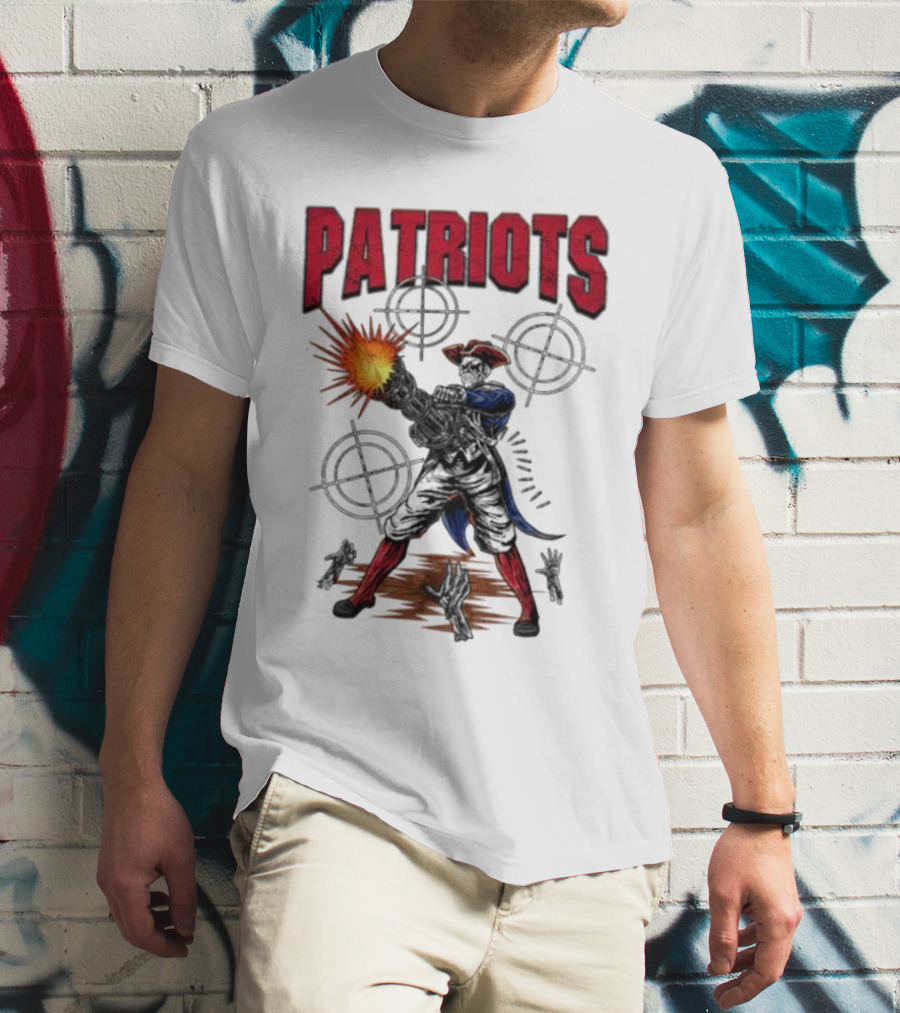 Patriots Skeleton Shooting With Rifle And Targets T-Shirt