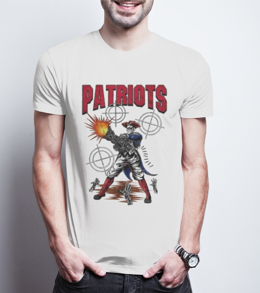 Patriots Skeleton Shooting With Rifle And Targets T-Shirt