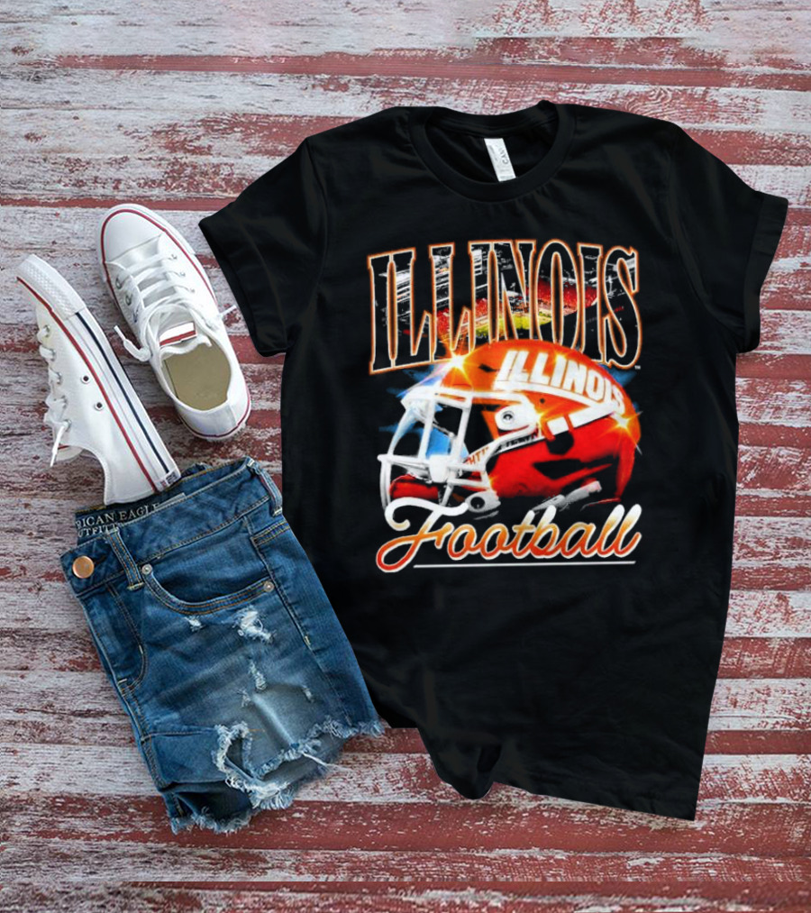 Illinois Fighting Illini Football Helmet Vintage Retro T-Shirt