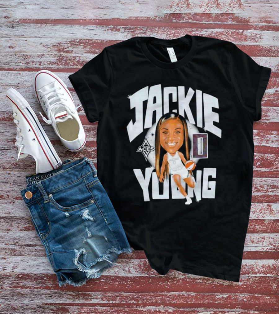 Jackie Young Las Vegas Aces Basketball Caricature T-Shirt