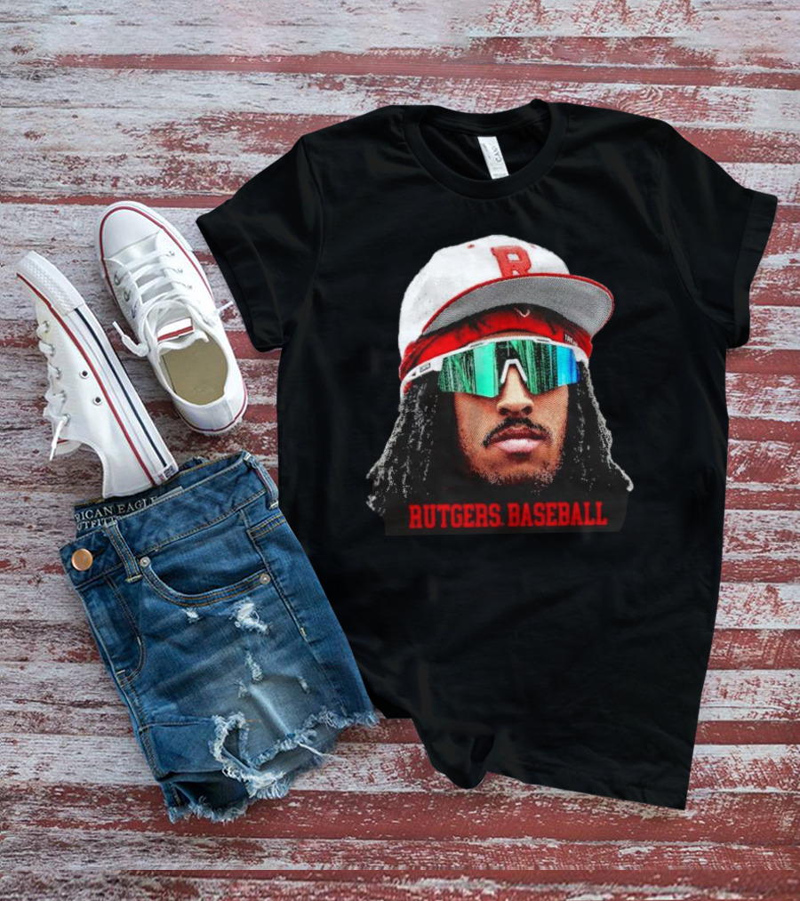 Rutgers Baseball Josh Kuroda-Grauer Scarlet Knights Big Head T-Shirt