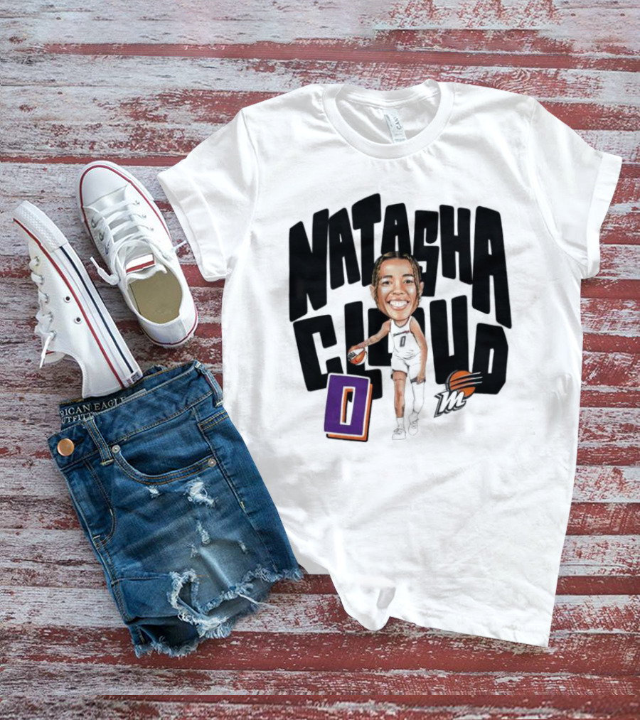 Natasha Cloud Phoenix Mercury Basketball Caricature With Orange Ball And Stylized Text T-Shirt