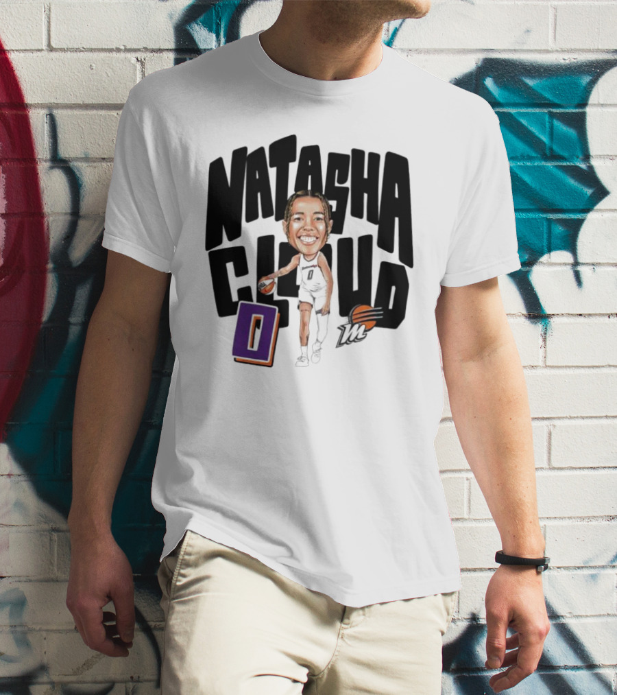 Natasha Cloud Phoenix Mercury Basketball Caricature With Orange Ball And Stylized Text T-Shirt