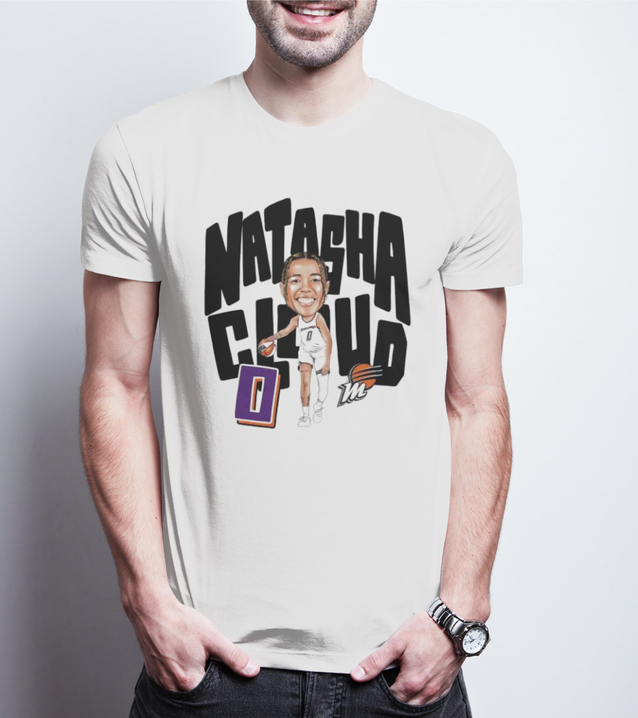 Natasha Cloud Phoenix Mercury Basketball Caricature With Orange Ball And Stylized Text T-Shirt
