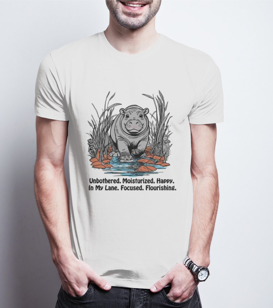 Unbothered Moisturized Happy Hippo In My Lane Focused Flourishing T-Shirt