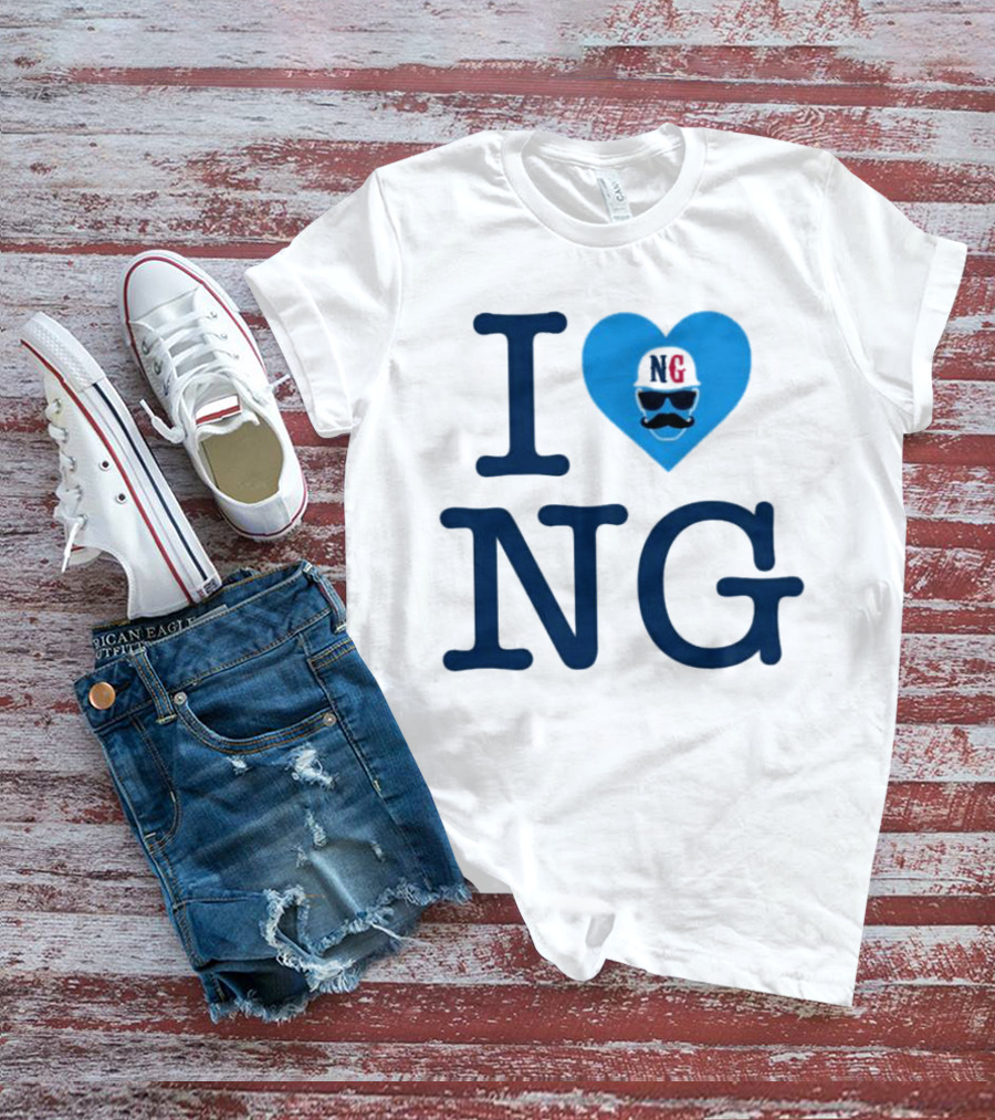 I Love NG Heart Icon With Mustache And Cap T-Shirt
