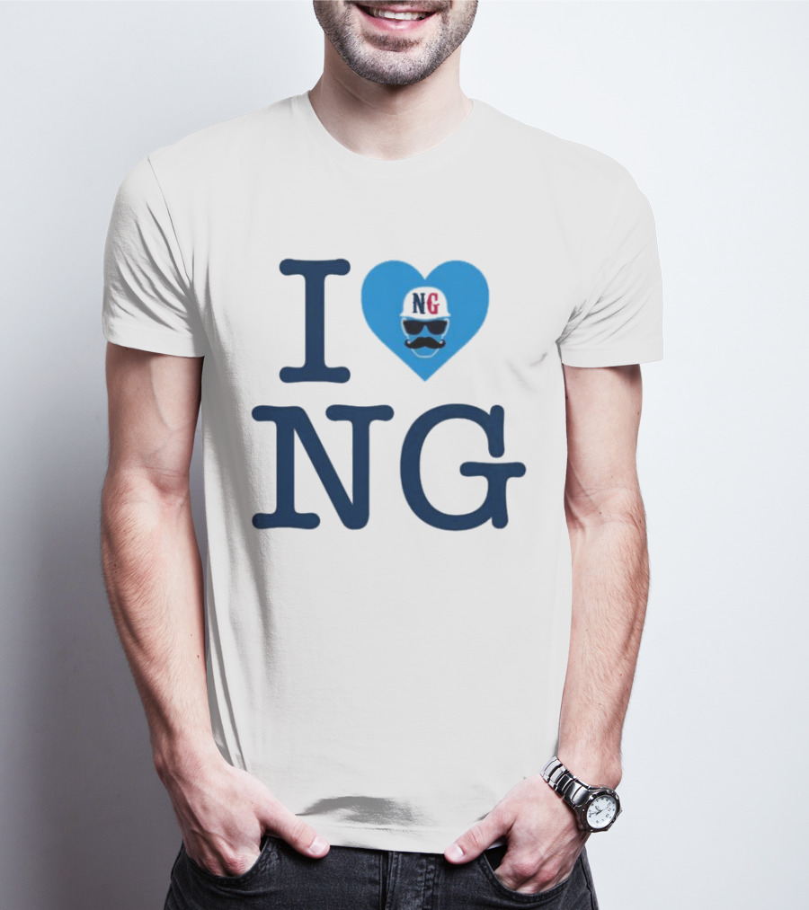 I Love NG Heart Icon With Mustache And Cap T-Shirt