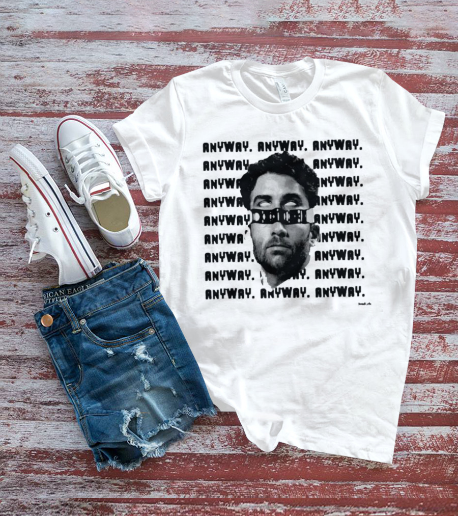 ANYWAY Black And White Portrait Repeated Text T-Shirt