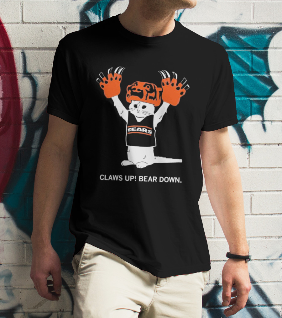 Gary Chicago Bears Cat Mascot Claws Up Bear Down T-Shirt
