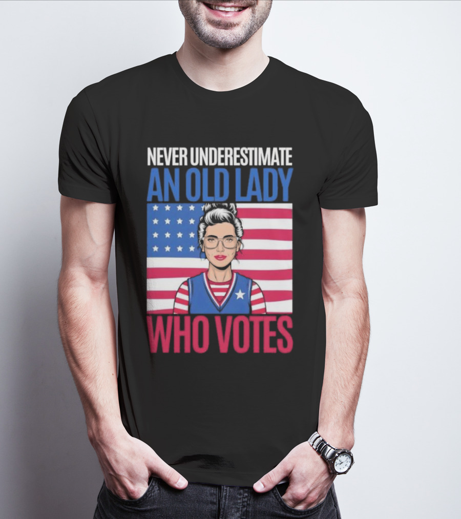 Never Underestimate An Old Lady Who Votes US Flag Iconic T-Shirt