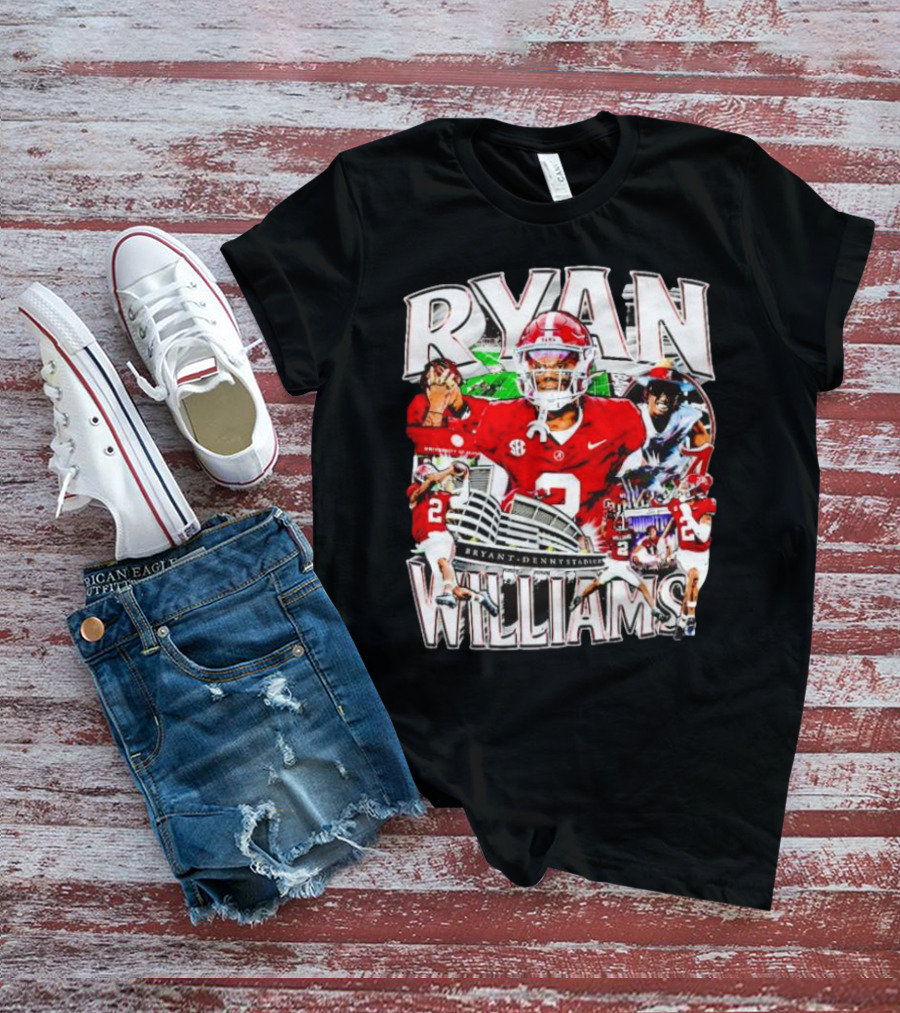 Ryan Williams Alabama Crimson Tide Bryant Denny Stadium Vintage Football Collage T-Shirt