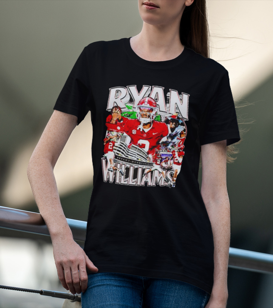 Ryan Williams Alabama Crimson Tide Bryant Denny Stadium Vintage Football Collage T-Shirt