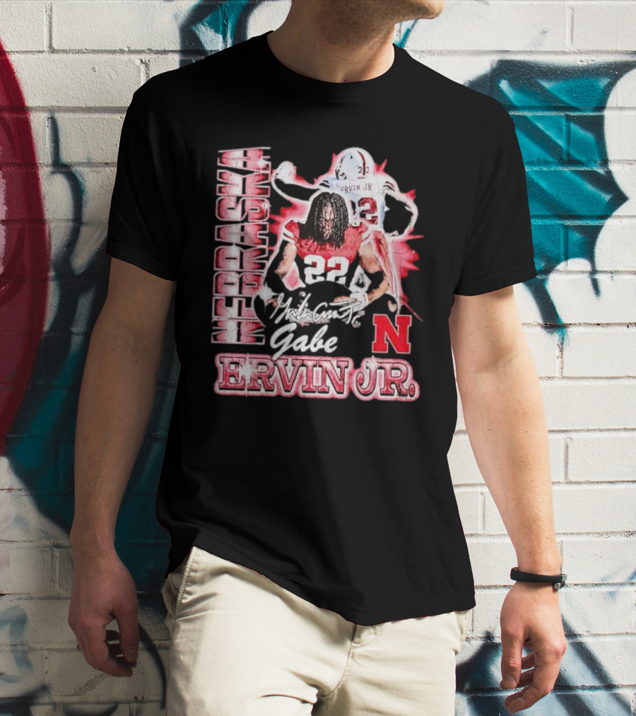 Nebraska Cornhuskers Gabe Ervin Jr. Signature Retro Football 22 T-Shirt