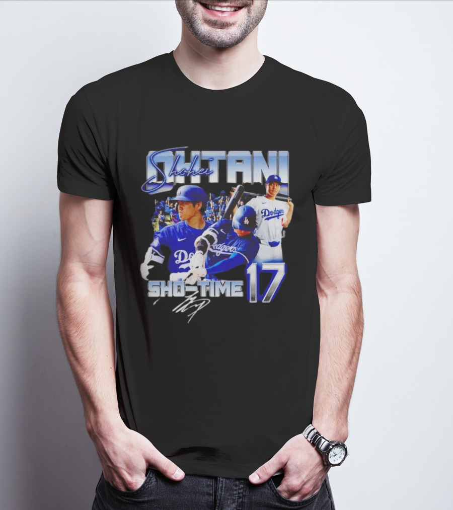 Shohei Ohtani Sho-Time No 17 Dodgers Signature T-Shirt