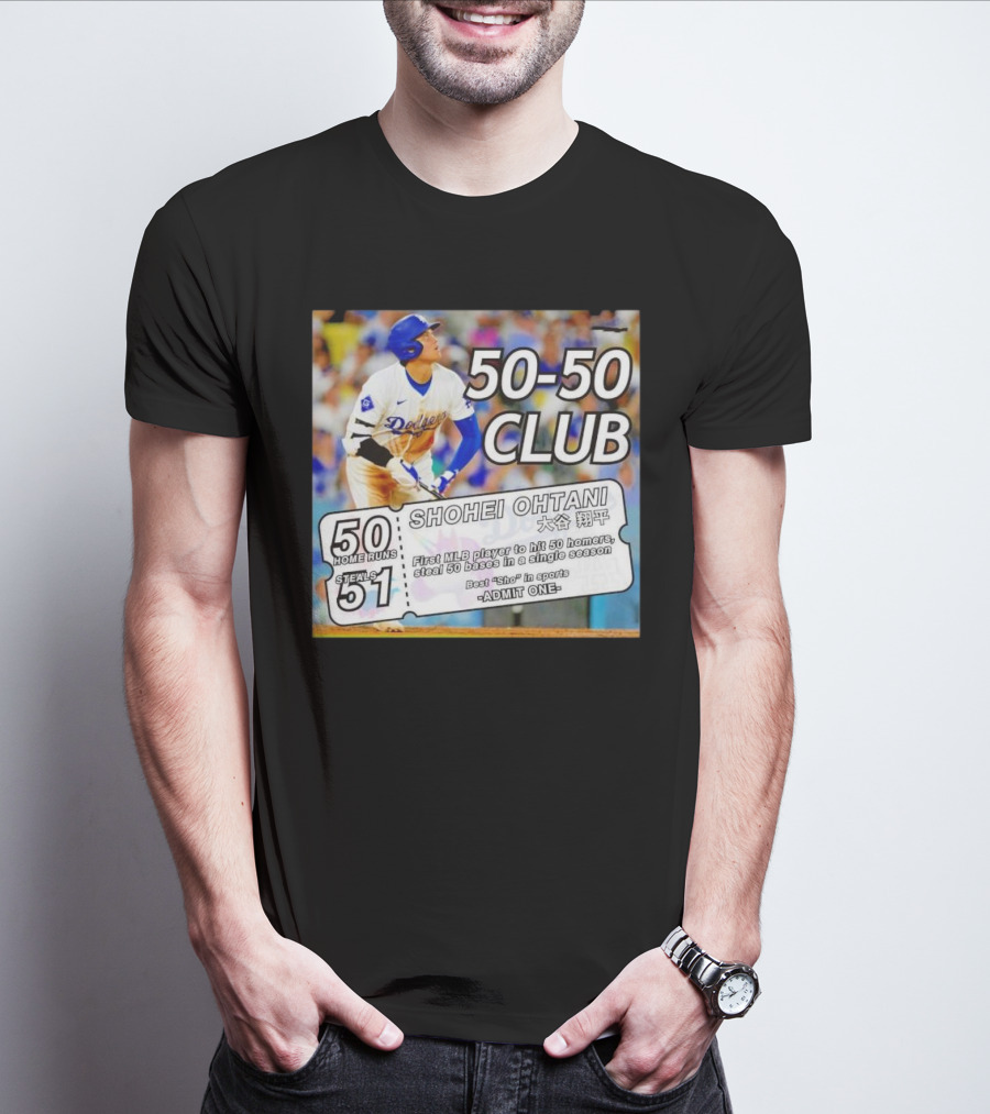 50-50 Club Shohei Ohtani First MLB Player To Hit 50 Homers Steal 50 Bases In Single Season T-Shirt